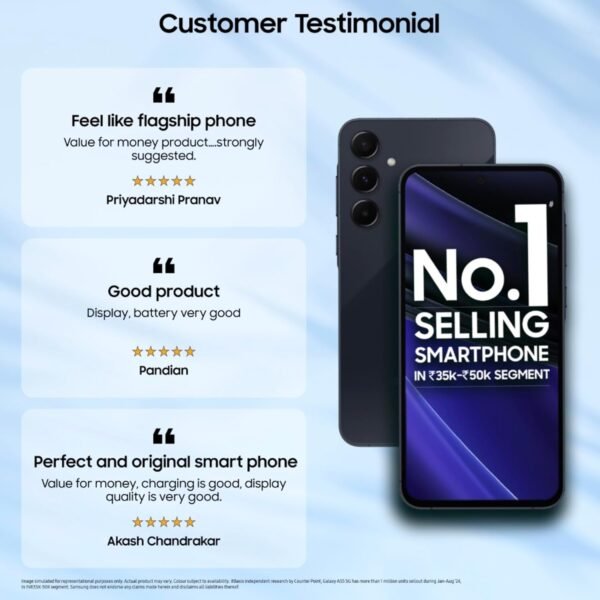 Samsung Galaxy A55 5G (Awesome Navy, 8GB RAM, 256GB Storage) | AI | Metal Frame | 50 MP Main Camera (OIS) | Super HDR Video| Nightography | IP67 | Corning Gorilla Glass Victus+ | sAMOLED Display - Image 5